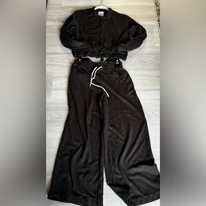 Cozy chocolate brown 2 piece set Lounge , wide leg  size medium